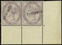 1881 1d Lilac 16 Dots Pair From The Bottom- Right Corner, Each Overprinted 'SPECIMEN' (type 9) With One Applied Almost V - Autres & Non Classés