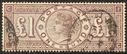 1884 Â£1 Brown-lilac, Watermark Crowns, SG 185, With Neat Oval Registered Datestamps Leaving Most Of Profile Clear, Mino - Other & Unclassified