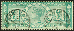 1891 Â£1 Green, SG 212, With Neat Mark Lane Cds's. Cat. Â£800. - Andere & Zonder Classificatie