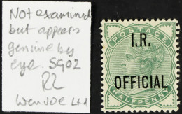 I.R. OFFICIAL Â½d Pale Green, SG O2, Mint Large Part OG. Wenvoe Note 'Not Examined But Appears Genuine By Eye. SG O2' (n - Other & Unclassified