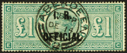 I.R. OFFICIAL 1892 Â£1 Green, SG O16, Used With Very Fine Aberdeen 1894 Cds Cancellation. Wenvoe Certificate â€˜Minor So - Other & Unclassified
