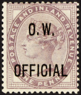 O.W. OFFICIAL 1896 1d Lilac, SG O33, Mint Large Part OG. Wenvoe Certificate. Cat Â£500. - Other & Unclassified