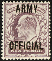 ARMY OFFICIAL 1902 6d Pale Dull Purple, SG O50, Mint Lightly Hinged, Large Part OG. Wenvoe Certificate Which Does Not Me - Andere & Zonder Classificatie