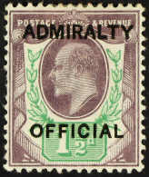 ADMIRALTY OFFICIAL 1903 1Â½d Dull Purple And Green, SG O103, Mint Lightly Hinged, Large Part OG. Two Pulled Perfs At Lef - Sonstige & Ohne Zuordnung