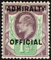 ADMIRALTY OFFICIAL 1904 1Â½d Dull Purple And Green Opt Type O11, SG O109, Mint Lightly Hinged, Large Part OG With Light  - Other & Unclassified