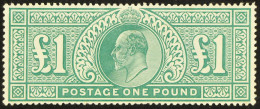 1902-10 Â£1 Dull Blue-green De La Rue Printing, SG 266, Never Hinged Mint With A Couple Of Small Gum Skips / Marks & Two - Zonder Classificatie