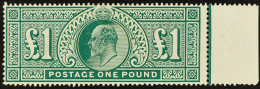 1902-10 Â£1 Dull Blue-green, SG 266, Mint Large Part OG With Sheet Margin At Right. Cat Â£2000. - Unclassified