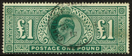 1911-13 Â£1 Deep Green Somerset House Printing, SG 320, Very Fine Used With Single Light Cds Cancellation. Cat Â£750.Â  - Unclassified