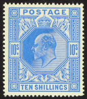 1911-13 10s. Blue, SG 319, Never Hinged Mint, Short Corner Perf. Cat. Â£2100. - Ohne Zuordnung