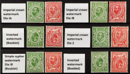 1911-12 Downey Heads, The Basic Different Types And Watermarks Incl. Inverted Complete, Never Hinged Mint. Cat. Â£520. ( - Unclassified