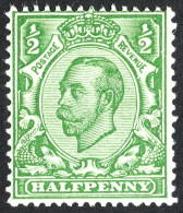 1912 Â½d Green Downey Head, Die 2 With White Scales, SG Spec. N5 (1)k, Fine Mint. Cat. Â£225. - Unclassified