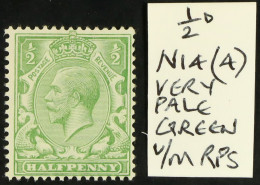 1912-24 Â½d Very Pale Green Wmk Cypher, Spec N14(4), Never Hinged Mint With Copy Of Royal Certificate For Original Block - Unclassified
