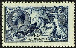 1913 10s Indigo-blue Seahorse, Waterlow Printing, SG 402, Mint Large Part OG, Lightly Hinged. Fresh, Cat Â£850. - Non Classés