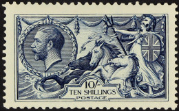 1913 10s Indigo-blue Waterlow Seahorse, SG 402, Mint Large Part OG. Fresh, Cat Â£850. - Non Classés