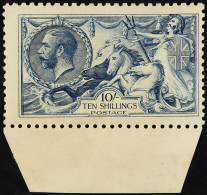 1915 10s Blue De La Rue Seahorse, SG 412, Never Hinged Mint, Sheet Margin At Base. Fresh, Cat Â£3250. - Unclassified