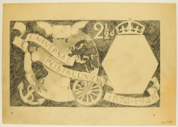 1949 UPU ISSUE - ARTWORK BY EDMUND DULAC. Artists Tracing Paper Endorsed 'ED886' With Detailed Pencil Drawing Of A 2Â½d  - Unclassified