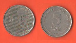 Israele 5 New Sheqalim 1992 Israel  Chaim Weizmann Nickel Coin - Israel