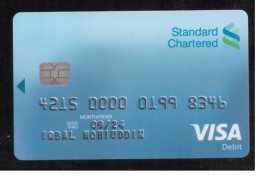 USED COLLECTABLE CARD STANDARD CHARTERED VISA DEBIT CARD  ( 3  ) - Credit Cards (Exp. Date Min. 10 Years)