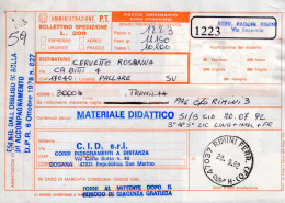 Italia (1992) - Bollettino Pacchi Contrassegno Da San Marino (spedito A Rimini) Per Pallare (SV) - (materiale Didattico) - Paketmarken