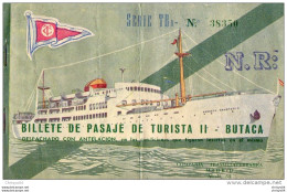 510Bf   Espagne Lot De 2 Billets Bateau Billete De Pasaje De Turista II Et III Butaca - Sonstige & Ohne Zuordnung