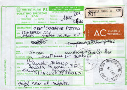 Italia (1995) - Bollettino Pacchi Assicurato Contrassegno Da Imperia Per Pietra Ligure (cinturini) - Paquetes Postales