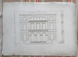 GRAVURE Krafft Del. 19eme Plan Maison Rue Villévèque Cote Jardin - Architecture