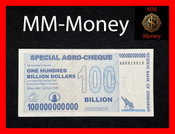 ZIMBABWE  100 Billion $  1.7.2008   P. 64  "agro Cheque"    UNC - Simbabwe