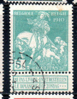 BELGIQUE BELGIE BELGIO BELGIUM 1910 CHARITY CARITAS ST. MARTIN OF TOURS DIVIDING HIS CLOAK WITH A BEGGAR 5c USED OBLITE - 1910-1911 Caritas