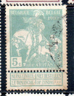 BELGIQUE BELGIE BELGIO BELGIUM 1910 CHARITY CARITAS ST. MARTIN OF TOURS DIVIDING HIS CLOAK WITH A BEGGAR 5c USED OBLITE - 1910-1911 Caritas