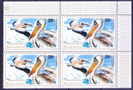 Rwanda 1975 MNH Blk, Great White Pelican, Aquatic Birds - Pelikane