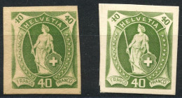 SUISSE - HELVETIA DEBOUT 40C VERT - 2 EPREUVES SUR PAPIER CARTON (*)  - CERTIFICAT - Unused Stamps