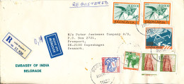 Yugoslavia Registered Cover Sent To Denmark 28-2-1990 Topic Stamps (sent From The Embassy India Belgrade) - Briefe U. Dokumente