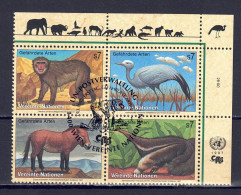 UNO Wien 1997 - Gefährdete Arten (V) - Fauna, Nr. 222 - 225 Zd., Gestempelt / Used - Oblitérés