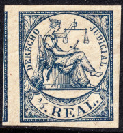 ESPAGNE / ESPANA - COLONIAS (serie Conjunta) 1865 Sello Fiscal "DERECHO JUDICIAL" 1/2R Azul - Nuevo - Kuba (1874-1898)