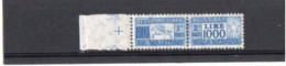 ITALIA - Pacchi Postali 1954 Lie1000 Filigrana A Stella Bordo Di Foglio, Nuovo MNH**  - Nov 2023-14 - Postal Parcels