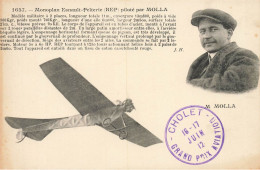 Cholet Aviation * + CACHET 16/17 Juin 1912 Grand Prix * Aviateur MOLLA Avion Monoplan Esnault Pelterie * Molla - Cholet