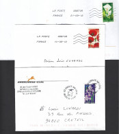 FRANCE 2012 - Lot 3 Enveloppes Avec Y&T N°678/71/72 Adhésifs (LP). Issus Du Carnet Flore. Oblitérées. TB. - Briefe U. Dokumente