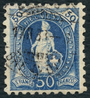 SUISSE - Z 70B 50C BLEU HELVETIA DEBOUT  - OBLITERE - SIGNE BRUN - Oblitérés