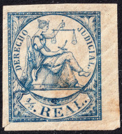 ESPAGNE / ESPANA - COLONIAS (serie Conjunta) 1865 Sello Fiscal "DERECHO JUDICIAL" 1/2R Azul Claro - Nuevo (defectuoso) - Cuba (1874-1898)