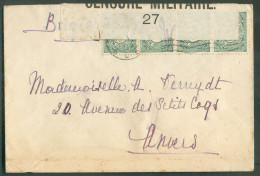 PAYS-BAS 2½c. (bande De 4) Obl. Dc S' Gravenhague Sur Enveloppe Vers Anvers + Bande De Censure Militaire 27 - 21926 - Esercito Belga