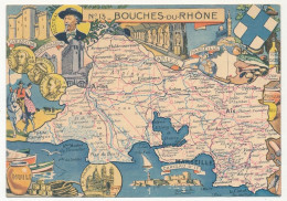 CPSM - BOUCHES-DU-RHÔNE - Carte Du Département Des Bouches-du-Rhône - Blondel La Rougery édit. - 1945 - Other & Unclassified