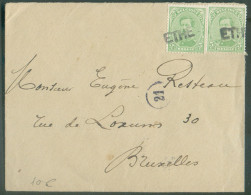 N°137(x2) Annulés Par La Griffe De Fortune De ETHE Sur Enveloppe Vers Bruxelles  - 21928 - Foruna (1919)