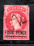 Timbre ST Helene YT N° 4 Année 1863 - Faciale: FOUR PENCE - Oblitéré Côte 350€ - Sainte-Hélène