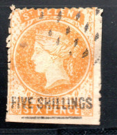 Timbre ST Helene YT N° 10 Année 1864 - Faciale: FIVE SHILLINGS - Oblitéré Côte 70€ - Saint Helena Island