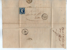 TB 4640 - 1855 - LAC - Lettre De Mme Veuve HOT à AGDE Pour M. BAILLE & Fils à CETTE ( SETE ) - 1849-1876: Période Classique