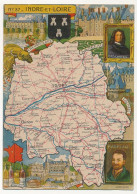 CPSM - INDRE-ET-LOIRE - Carte Du Département D' Indre-et-Loire - Blondel La Rougery édit. - 1945 - Autres & Non Classés