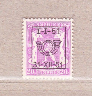 1951 Nr PRE611(*) Zonder Gom.Klein Staatswapen:10c.Opdruk I-I-51  / 31-XII-51. - Typo Precancels 1936-51 (Small Seal Of The State)