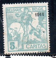 BELGIQUE BELGIE BELGIO BELGIUM 1910 1911 CHARITY CARITAS ST. MARTIN OF TOURS DIVIDING HIS CLOAK WITH A BEGGAR 5c MH - 1910-1911 Caritas