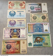 Lot De 9 Billets D’Ouzbékistan Différents… Vendu En L’état - Uzbekistán