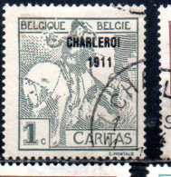 BELGIQUE BELGIE BELGIO BELGIUM OVERPRINTED 1911 CHARLEROY CHARITY CARITAS ST. MARTIN OF TOURS DIVIDING HIS CLOAK 1c USED - 1910-1911 Caritas